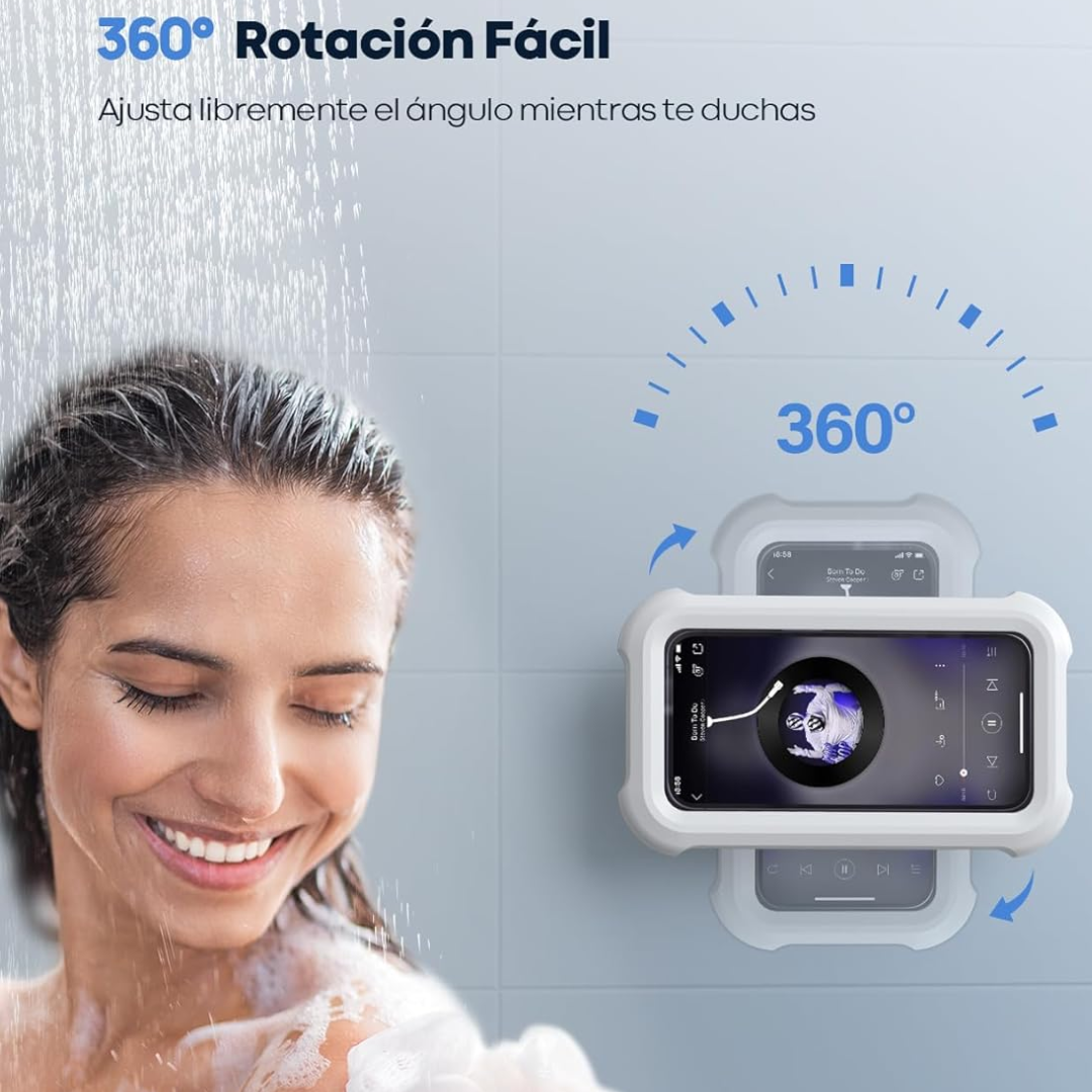 Funda y soporte para teléfono de baño