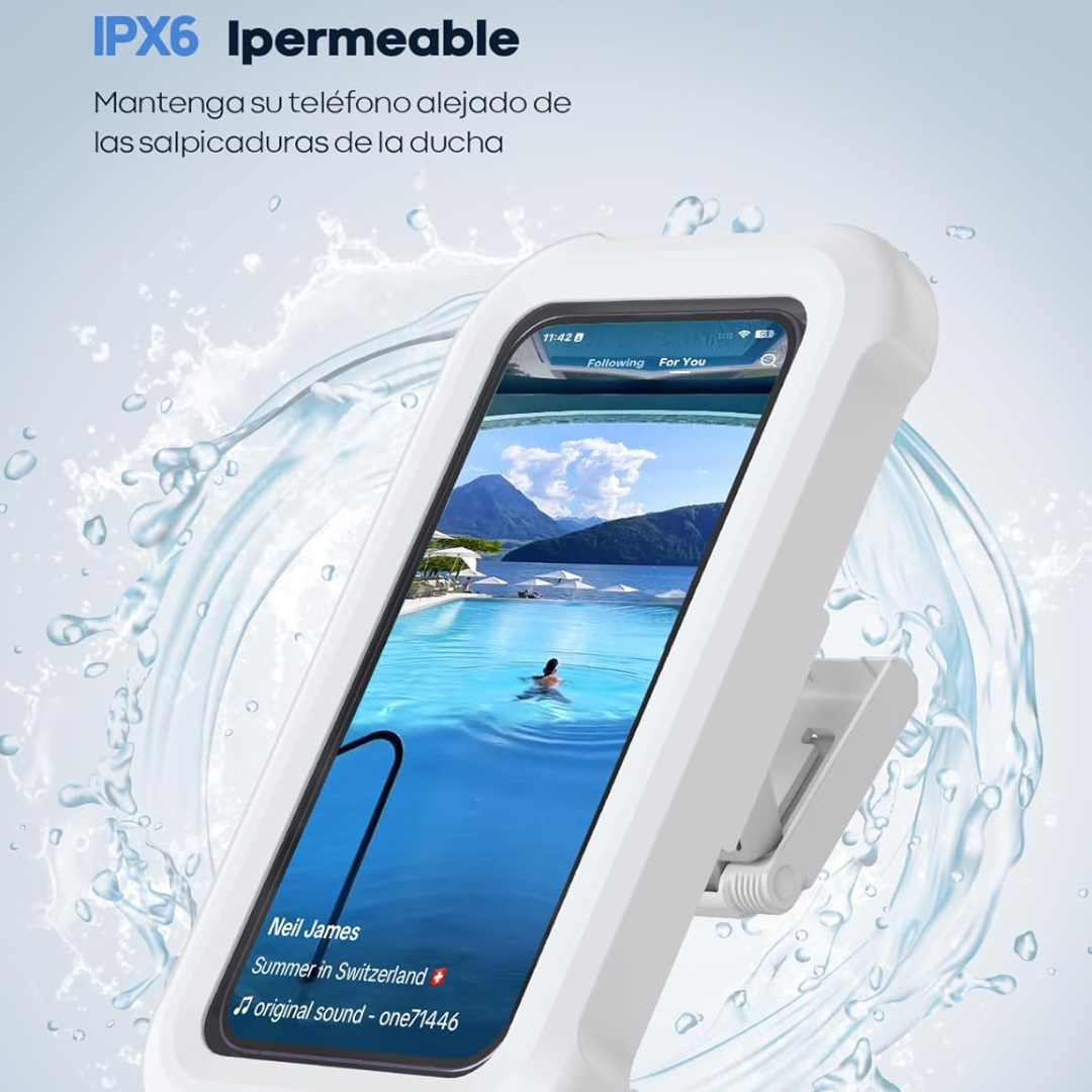 Funda y soporte para teléfono de baño
