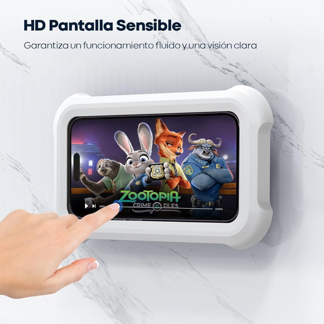 Funda y soporte para teléfono de baño